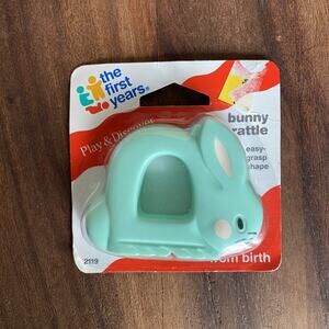 New The First Years Bunny Rattle Easy Grip Baby Toy 1992 Vintage